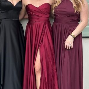 La Femme Silk Strapless Gown with Slit